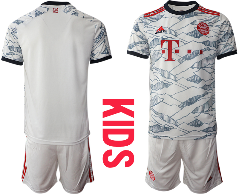 Cheap Youth 2021-2022 Club Bayern Munich Second away white blank Soccer Jersey